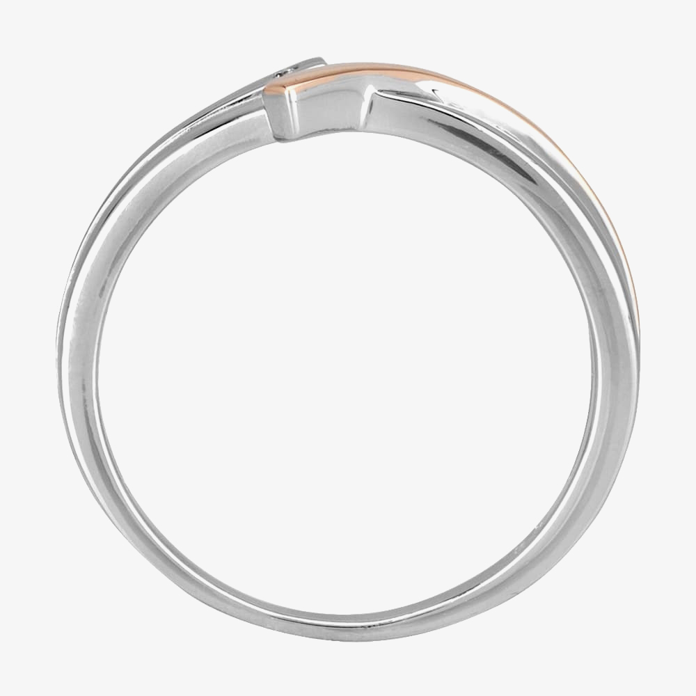 Silver Sparkle Two-Tone Looping Ribbons Ring DR339CRG2M(T)