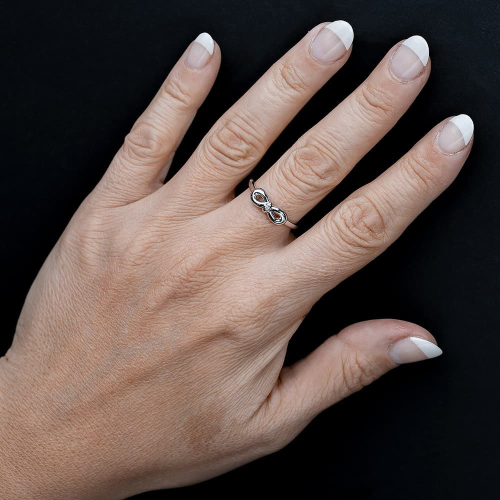 Silver Sparkle Silver Infinity Bow Ring DR346C(T)