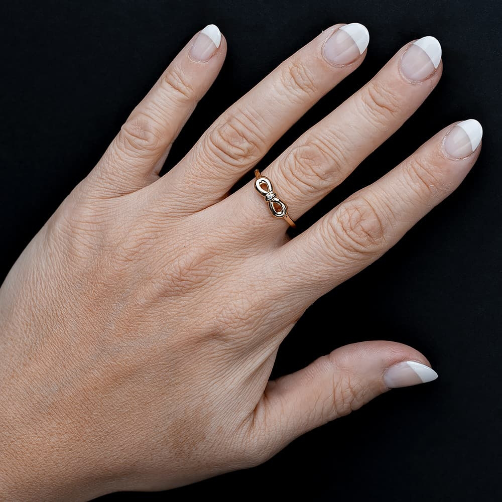 Silver Sparkle Gold Infinity Bow Ring DR346CAA2M(T)