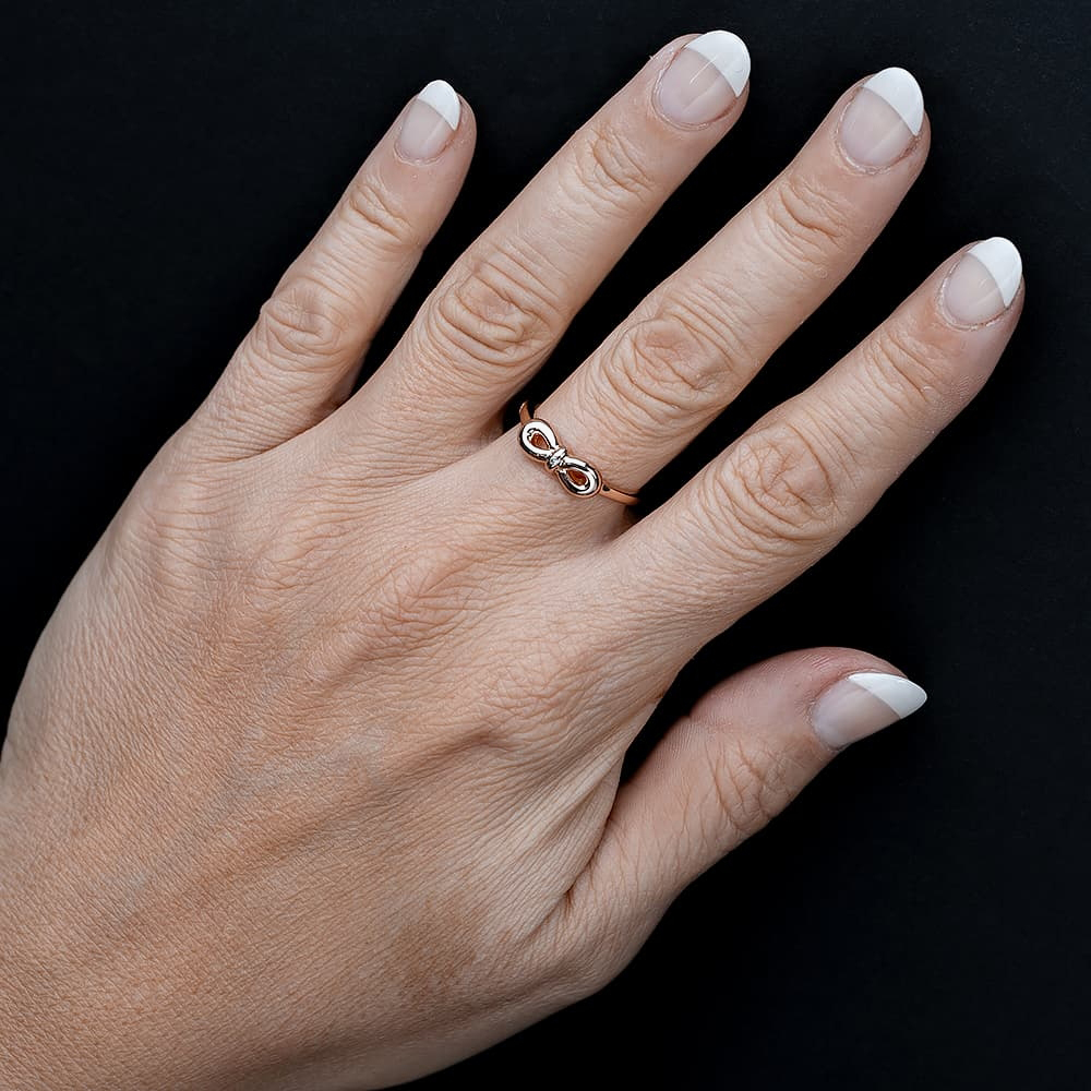 Silver Sparkle Rose Infinity Bow Ring DR346CRRG2M(T)