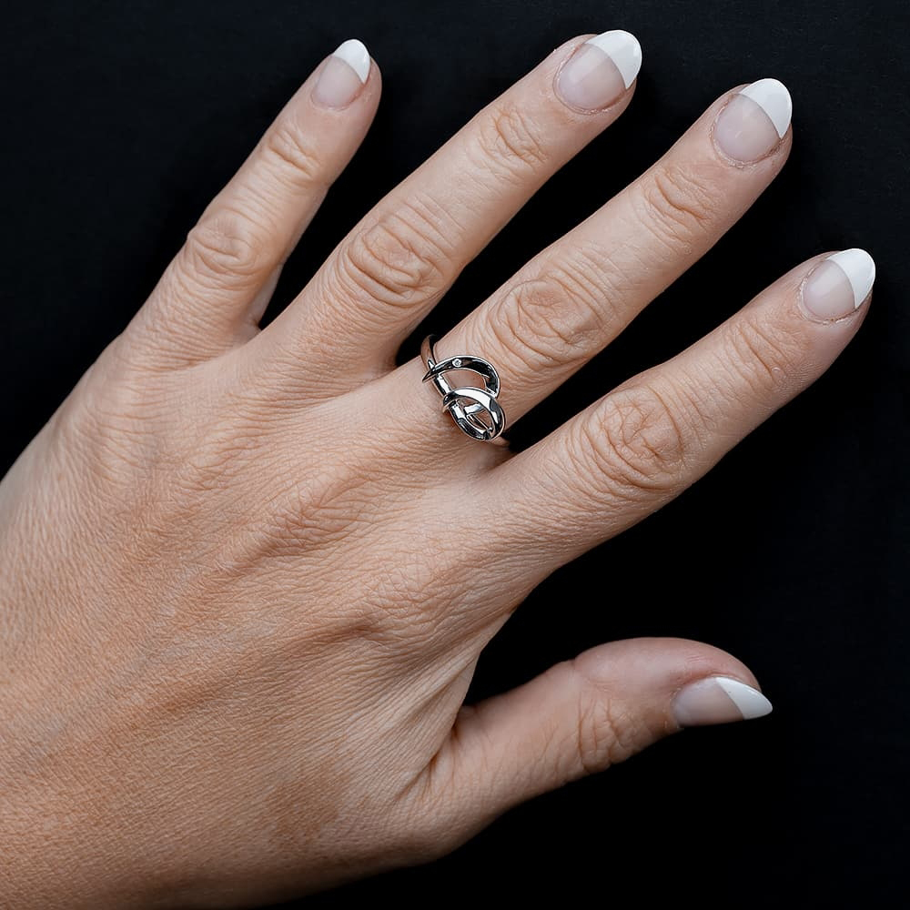 Silver Sparkle Silver Abstract Knotted Heart Ring DR365C(T)
