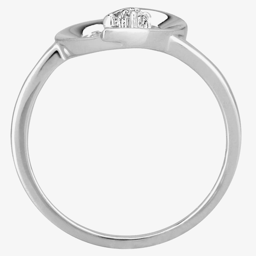 Silver Sparkle Silver Framed Heart Ring R3171C(T)