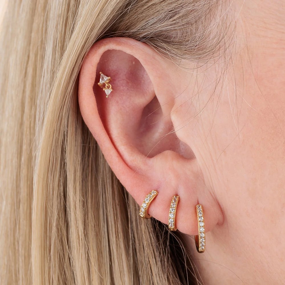 Scream Pretty 18ct Gold Plated Cubic Zirconia Diamond Drop Single Stud Earrings SPG-35