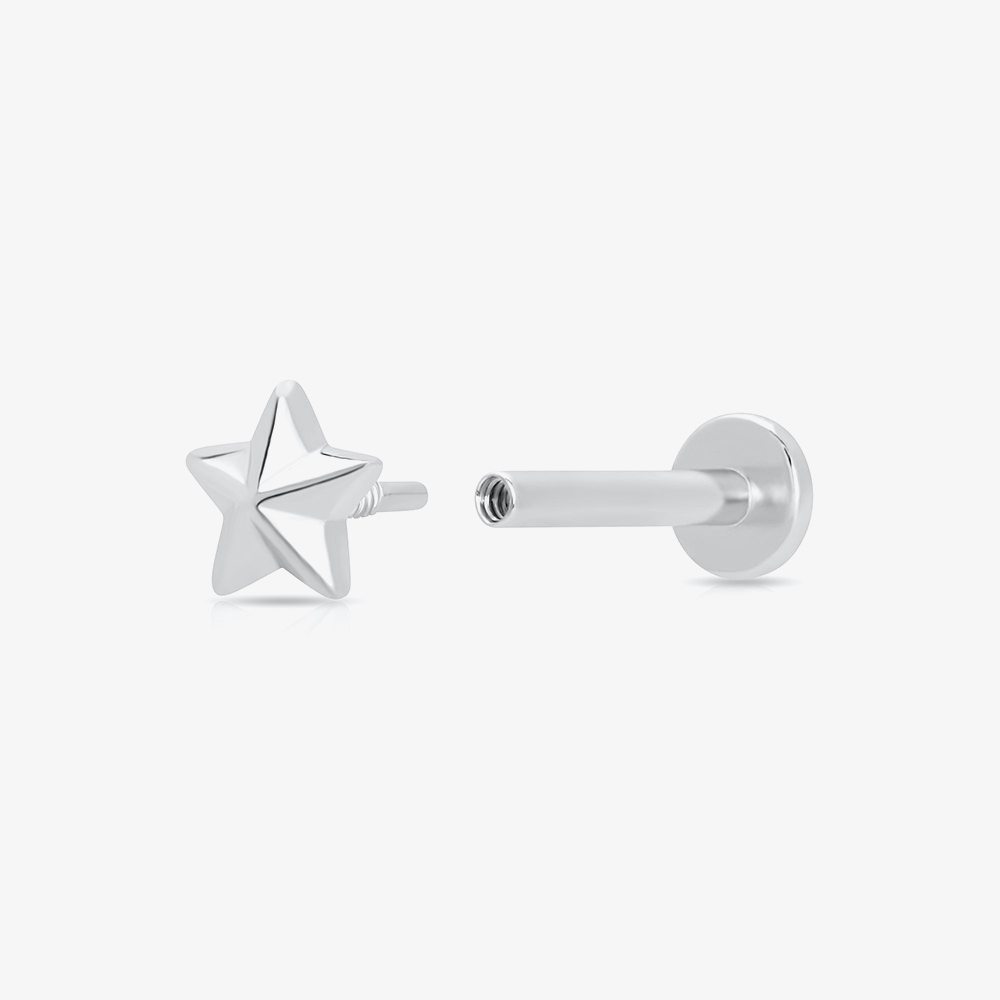 Scream Pretty Silver Rhodium Plated Star Single Stud Earrings SPS-34