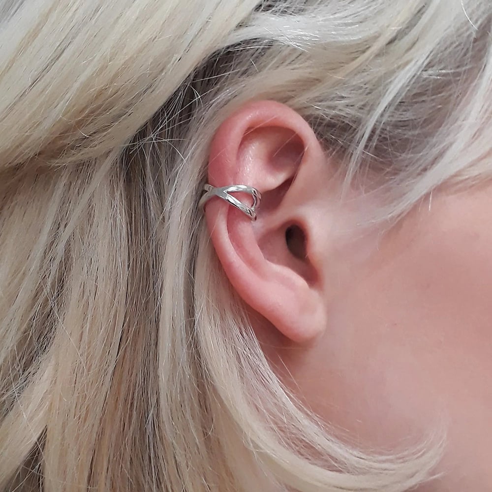 Scream Pretty Silver Rhodium Plated Cross Over Single Ear Cuff Earrings SPECSS179