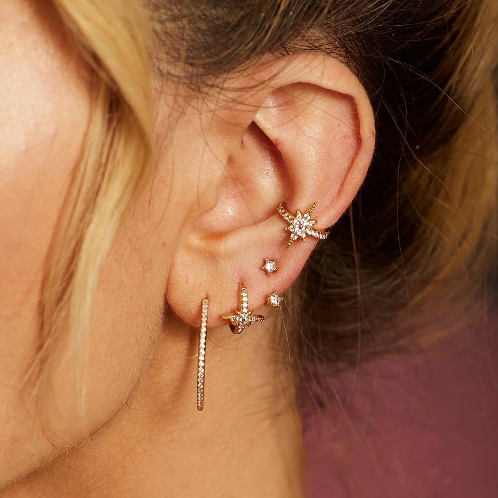 Scream Pretty Starburst 18ct Gold Plated Cubic Zirconia Ear Cuff Earrings SPG-284