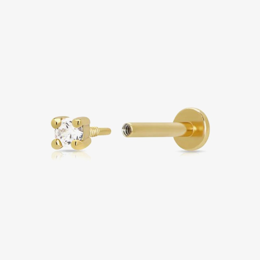 Scream Pretty 18ct Gold Plated Round Cubic Zirconia Single Stud Earrings SPG-33
