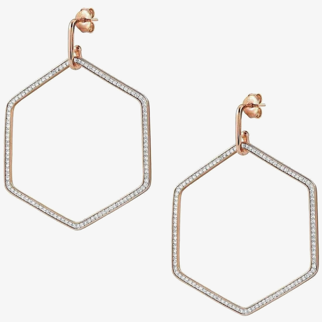 Product photograph of Nomination Emozioni Sterling Silver Cubic Zirconia Big Hexagon Earrings 147805 001 from The Jewel Hut