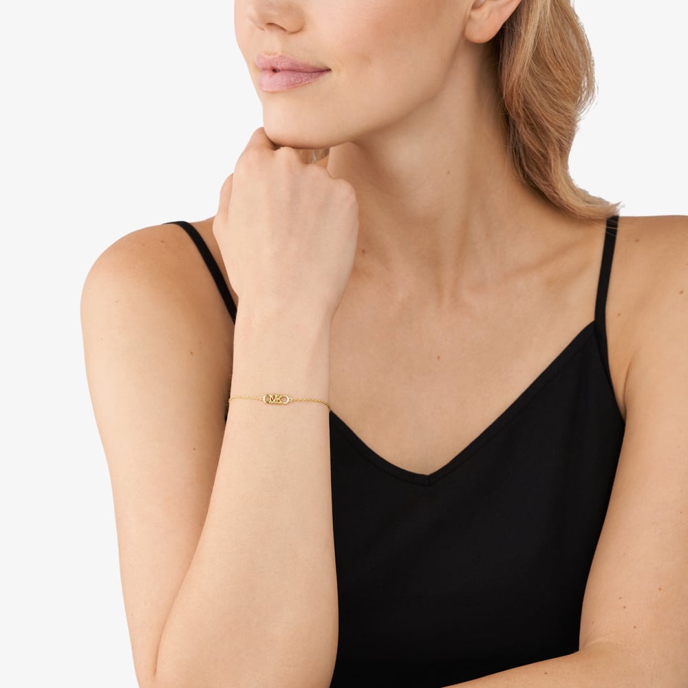 Michael Kors Premium MK Statement Link Gold-Tone Sterling Silver Bracelet MKC164100710