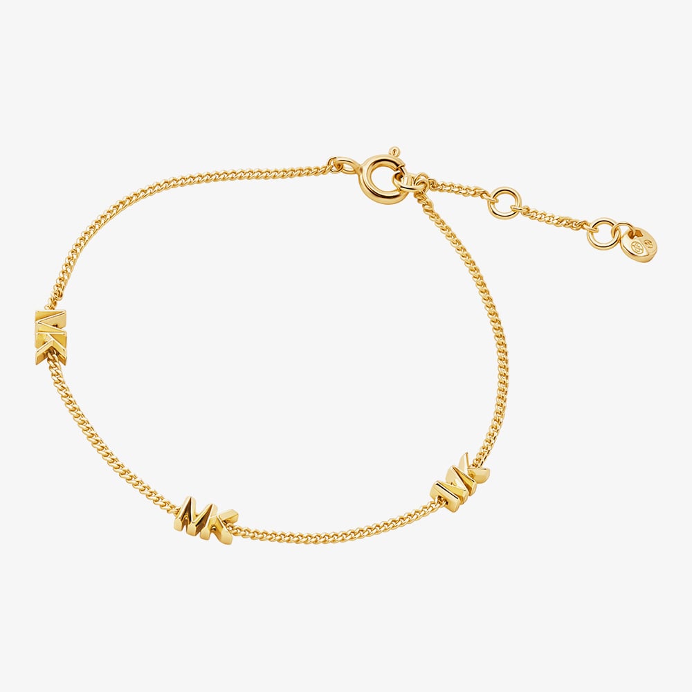Michael Kors 14ct Gold Plated Triple Logo Bracelet MKC1781710