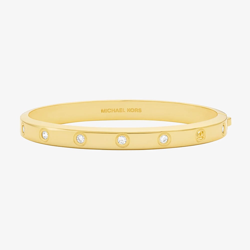 Michael Kors Yellow Gold Tone Plated Cubic Zirconia Logo Bangle MKJ8650710