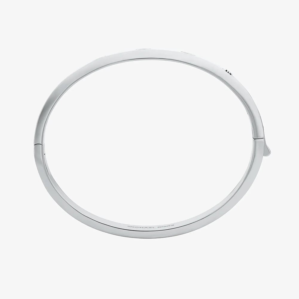 Michael Kors Silver Tone Plated Cubic Zirconia Logo Bangle MKJ8650040