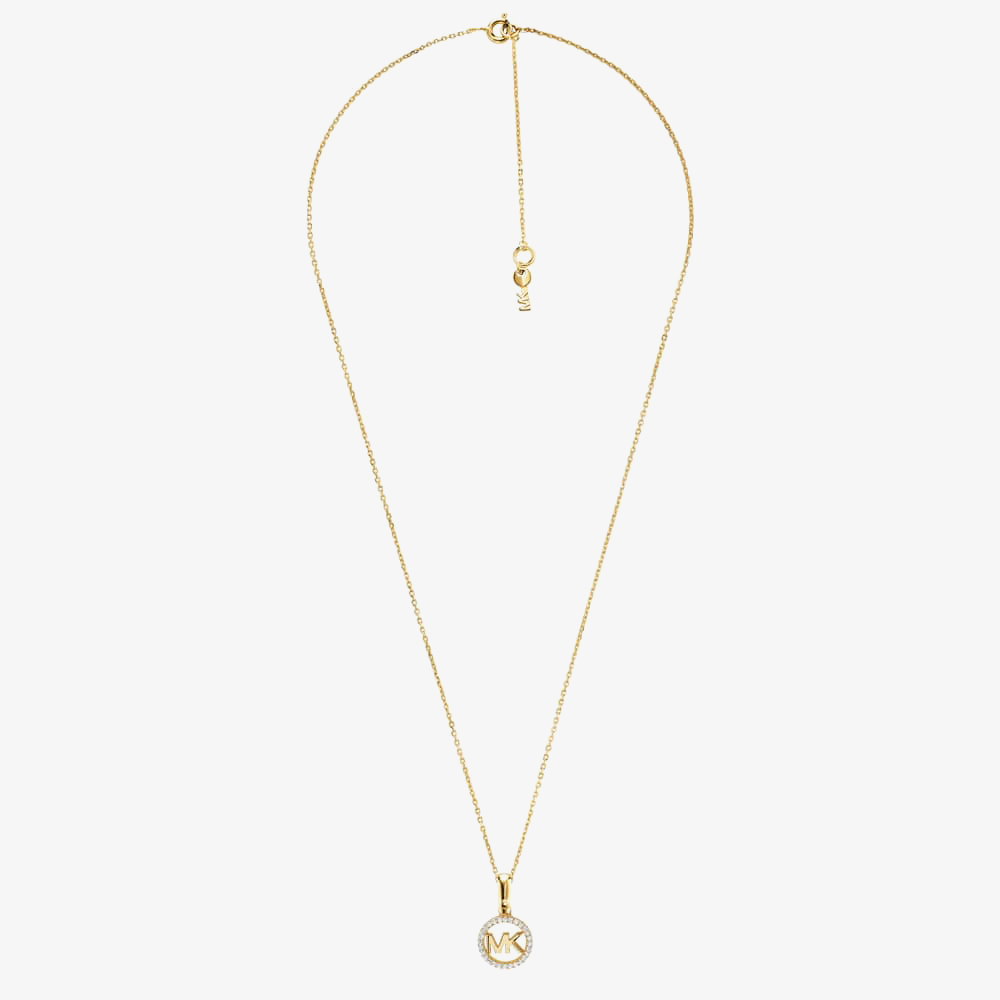 Michael Kors Custom 14ct Gold Plated Logo Starter Necklace MKC1108AN710
