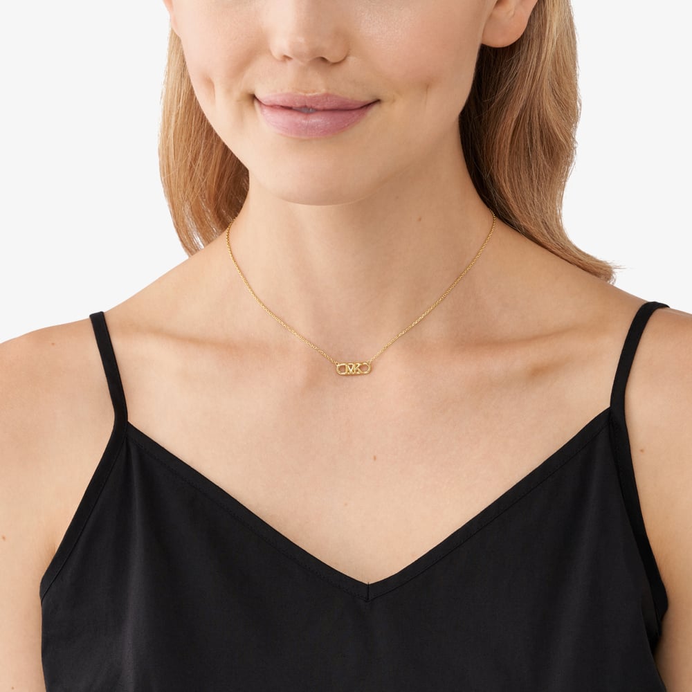 Michael Kors Premium MK Statement Link Gold-Tone Sterling Silver Necklace MKC164200710