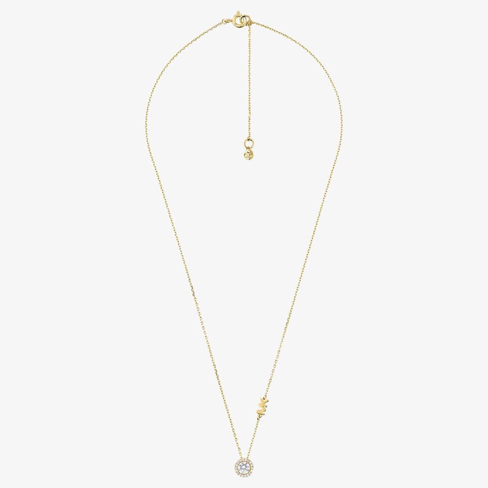 Michael Kors Gold Plated Round Cubic Zirconia MK Necklace MKC1208AN710