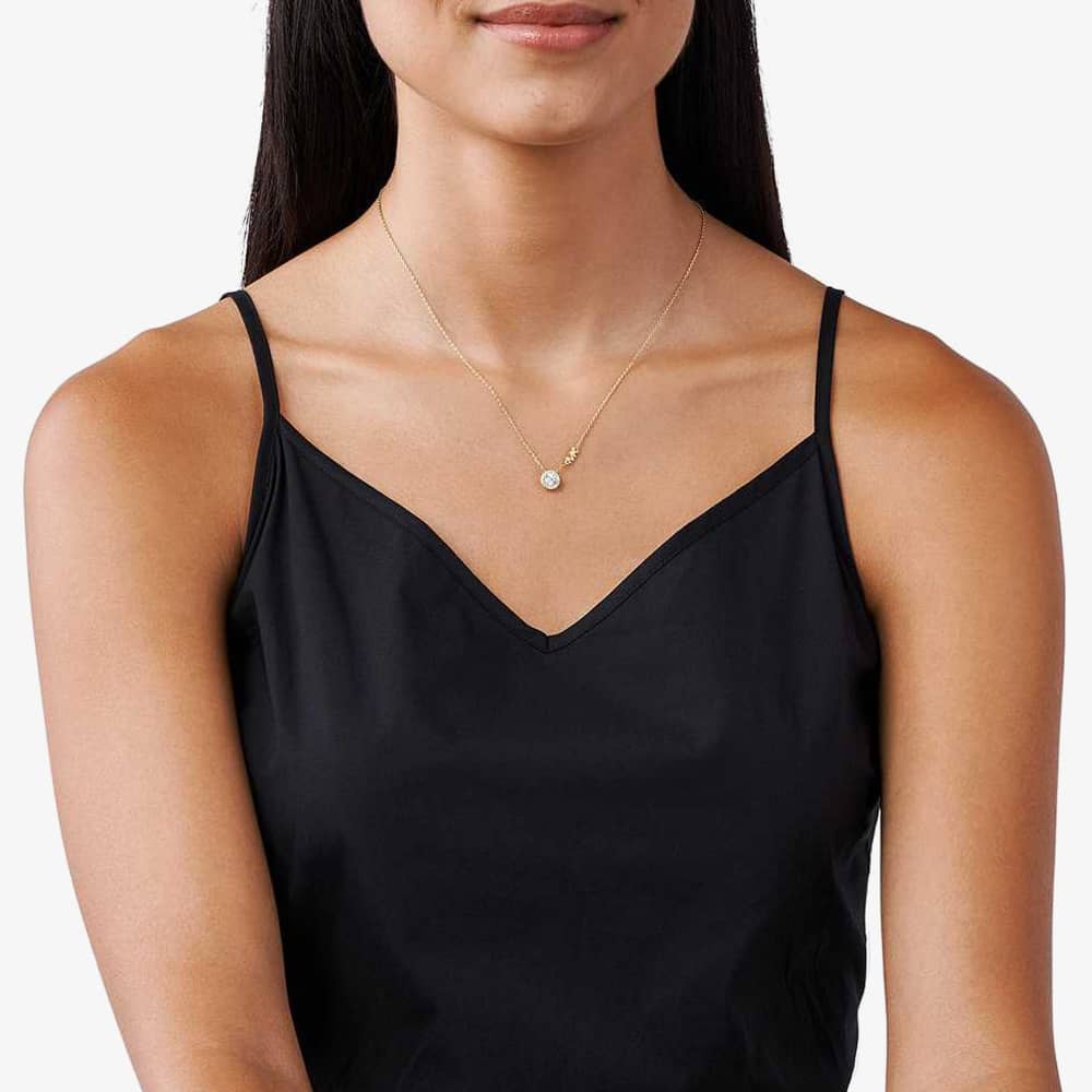 Michael Kors Gold Plated Round Cubic Zirconia MK Necklace MKC1208AN710