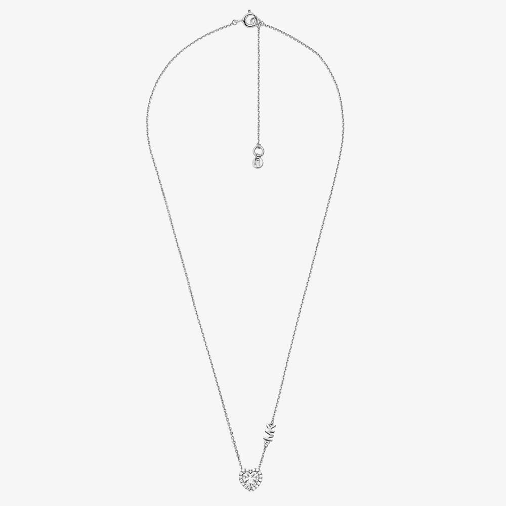 Michael Kors Silver Heart Cubic Zirconia MK Necklace MKC1520AN040