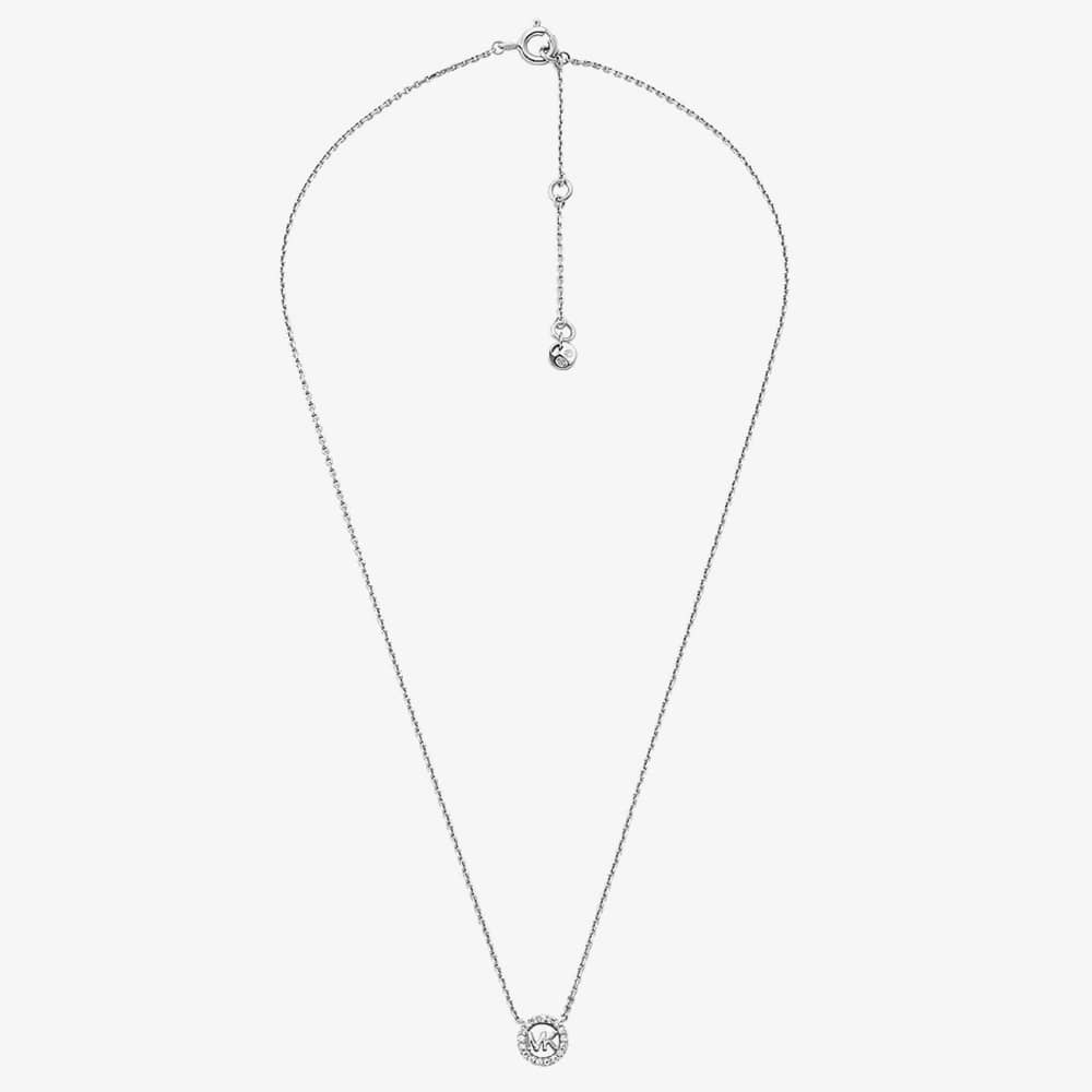 Michael Kors Silver Round MK Cubic Zirconia Necklace MKC1726CZ040