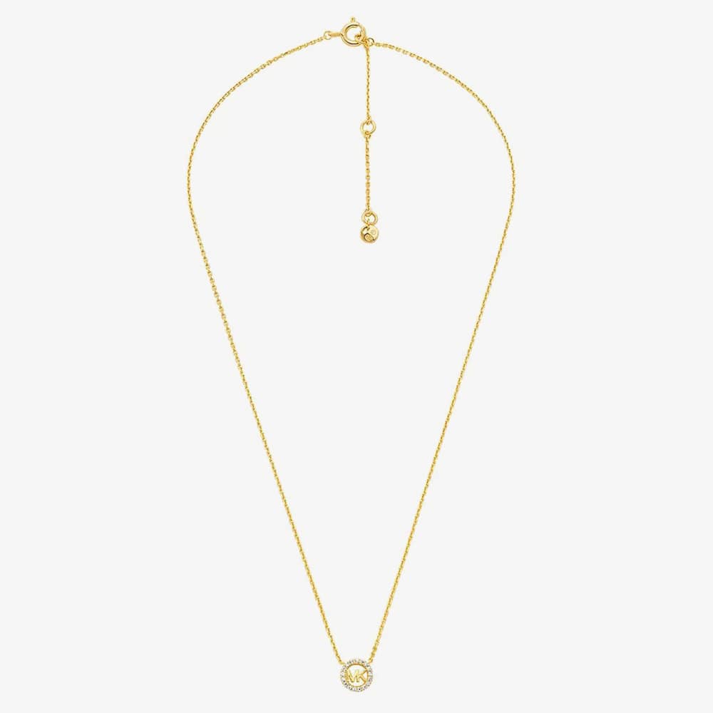 Michael Kors Gold Plated Round MK Cubic Zirconia Necklace MKC1726CZ710