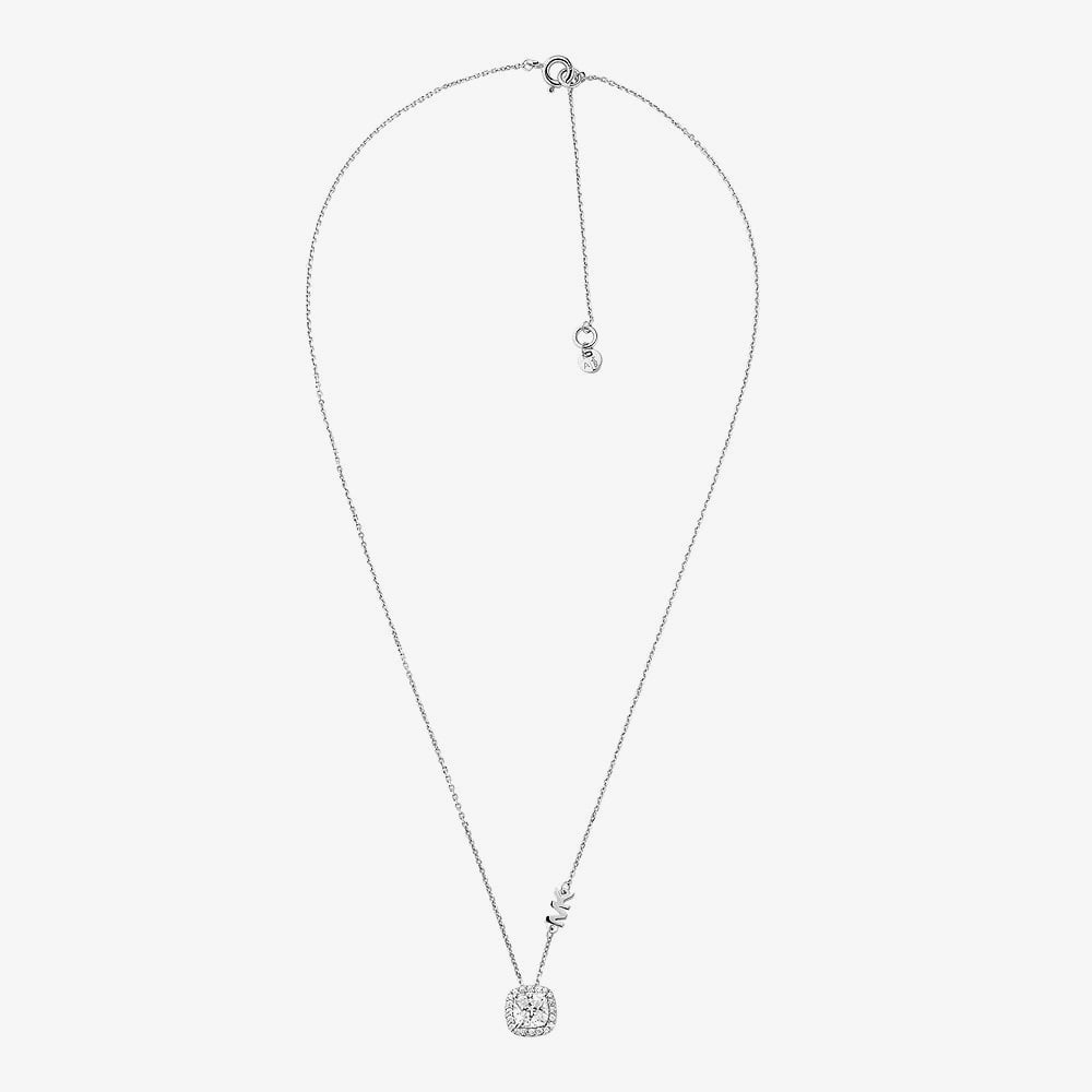Michael Kors Brilliance Sterling Silver Cubic Zirconia Halo Pendant Necklace MKC1407AN040