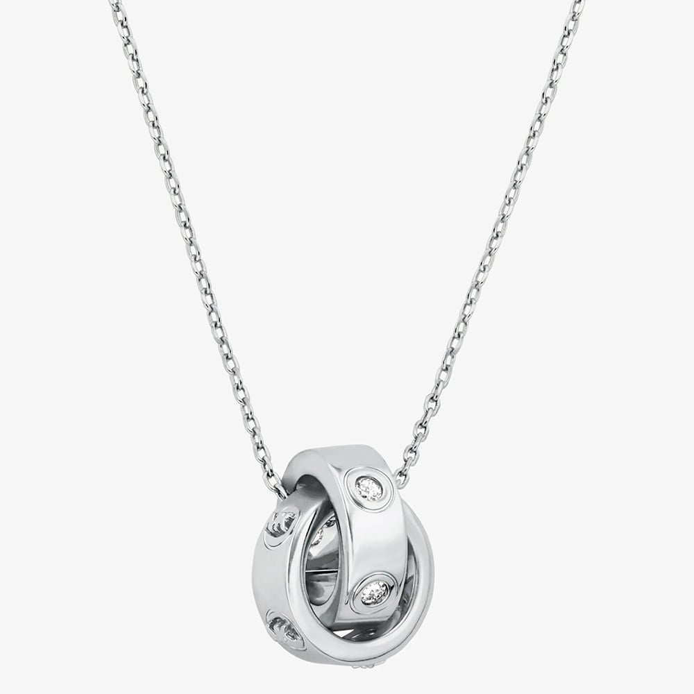 Michael Kors Silver Tone Plated Cubic Zirconia Interlocking Pendant MKJ8654040