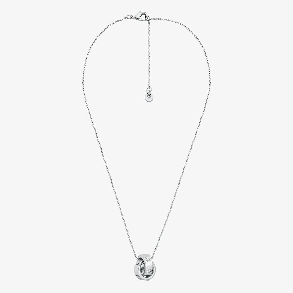 Michael Kors Silver Tone Plated Cubic Zirconia Interlocking Pendant MKJ8654040