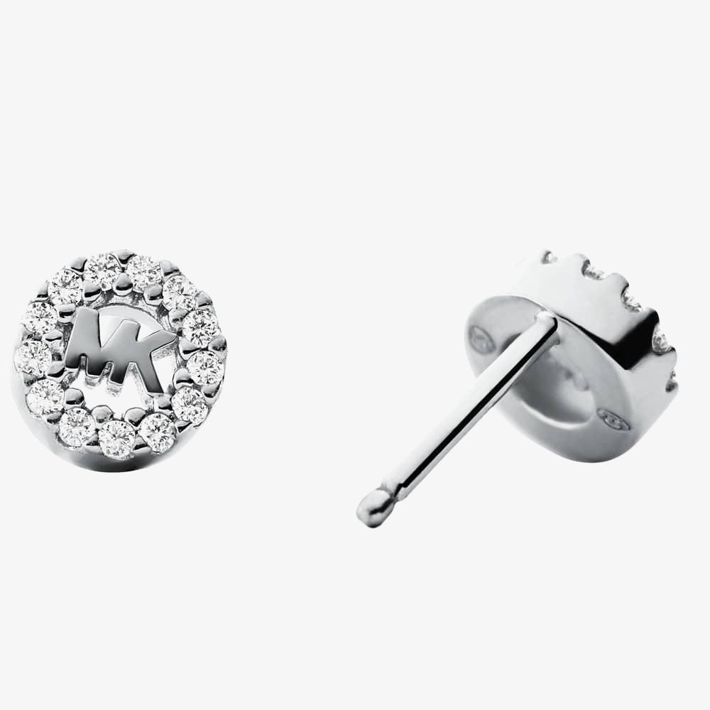 Michael Kors Custom Kors Sterling Silver Pave Logo Stud Earrings MKC1033AN040