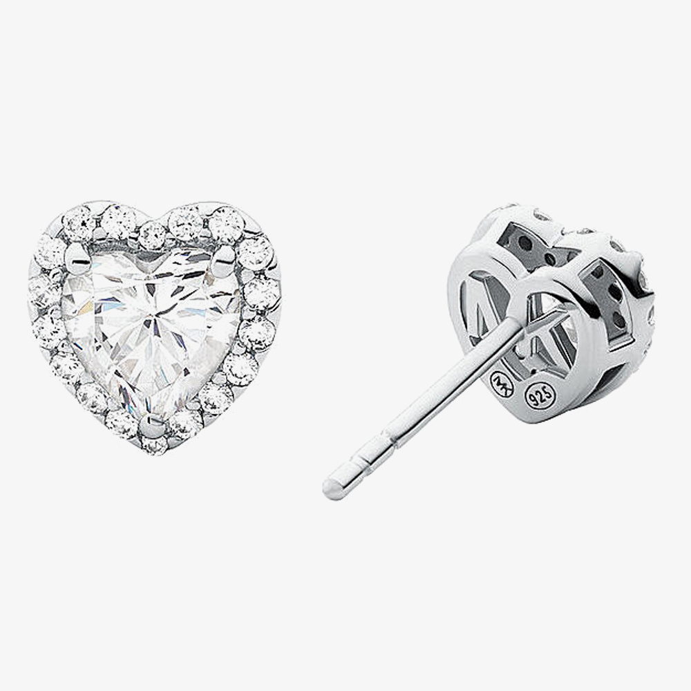 Michael Kors Brilliance Silver Heart Cluster Stud Earrings MKC1519AN040