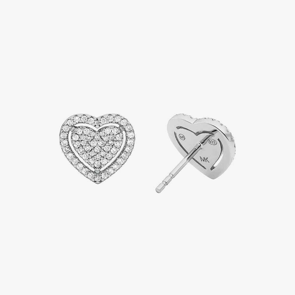 Michael Kors Love Sterling Silver Cubic Zirconia Heart Stud Earrings MKC1750CZ040