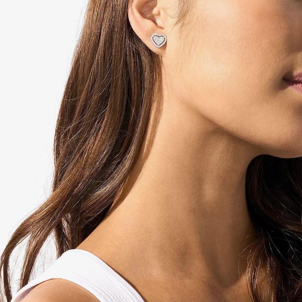 Michael Kors Love Sterling Silver Cubic Zirconia Heart Stud Earrings MKC1750CZ040