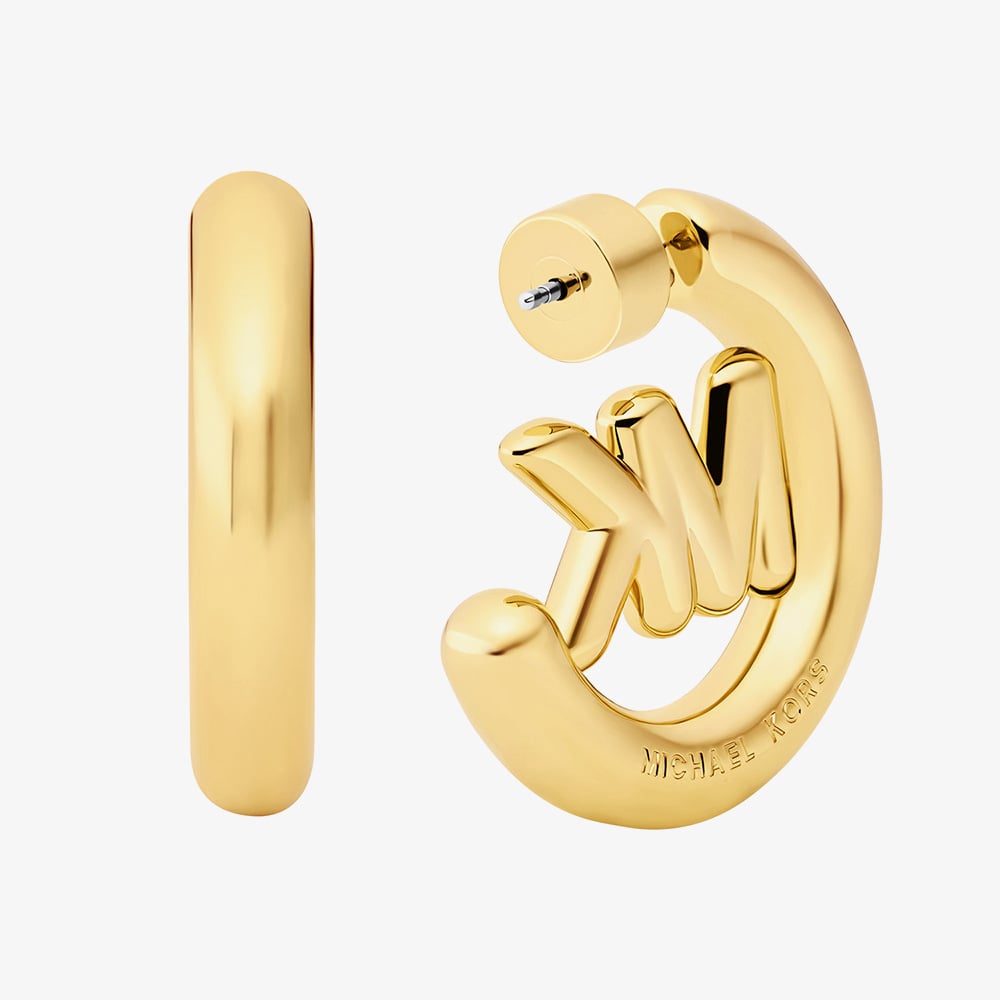 Michael Kors Gold Tone Logo Hoop Earrings MKJ8509710