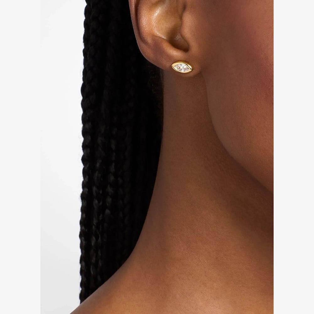 Michael Kors Yellow Gold Tone Plated Marquise Cut Cubic Zirconia Stud Earrings MKJ8677710