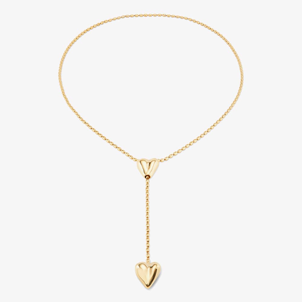 UNOde50 Cupido 18ct Gold Plated Two Hearts Y Shaped Adjustable Necklace COL1884ORO0000U