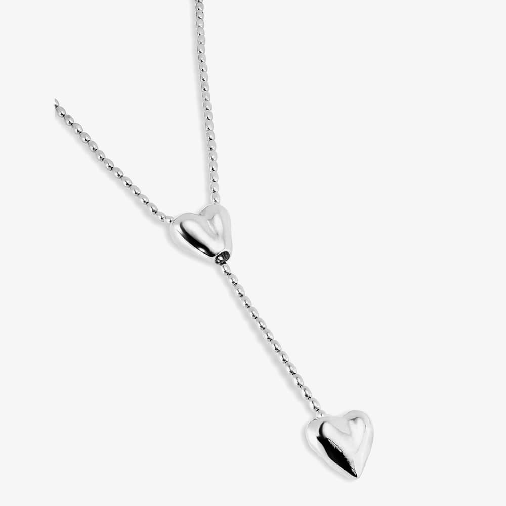UNOde50 Cupido Sterling Silver Two Hearts Y Shaped Adjustable Necklace COL1884MTL0000U