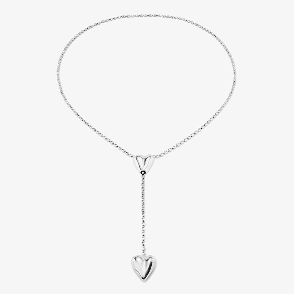 UNOde50 Cupido Sterling Silver Two Hearts Y Shaped Adjustable Necklace COL1884MTL0000U
