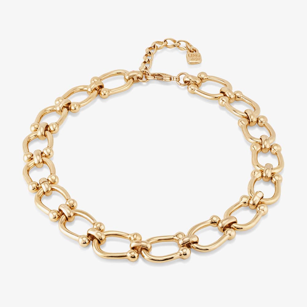 UNOde50 Serotonin Gold Plated Horseshoe Link Chain Necklace COL1898ORO0000U