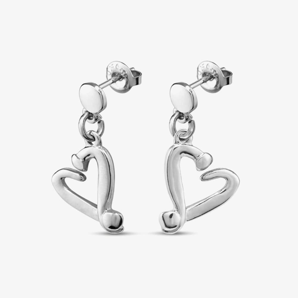 UNOde50 One Love Silver Plated Open Heart Stud Earrings PEN0887MTL0000U