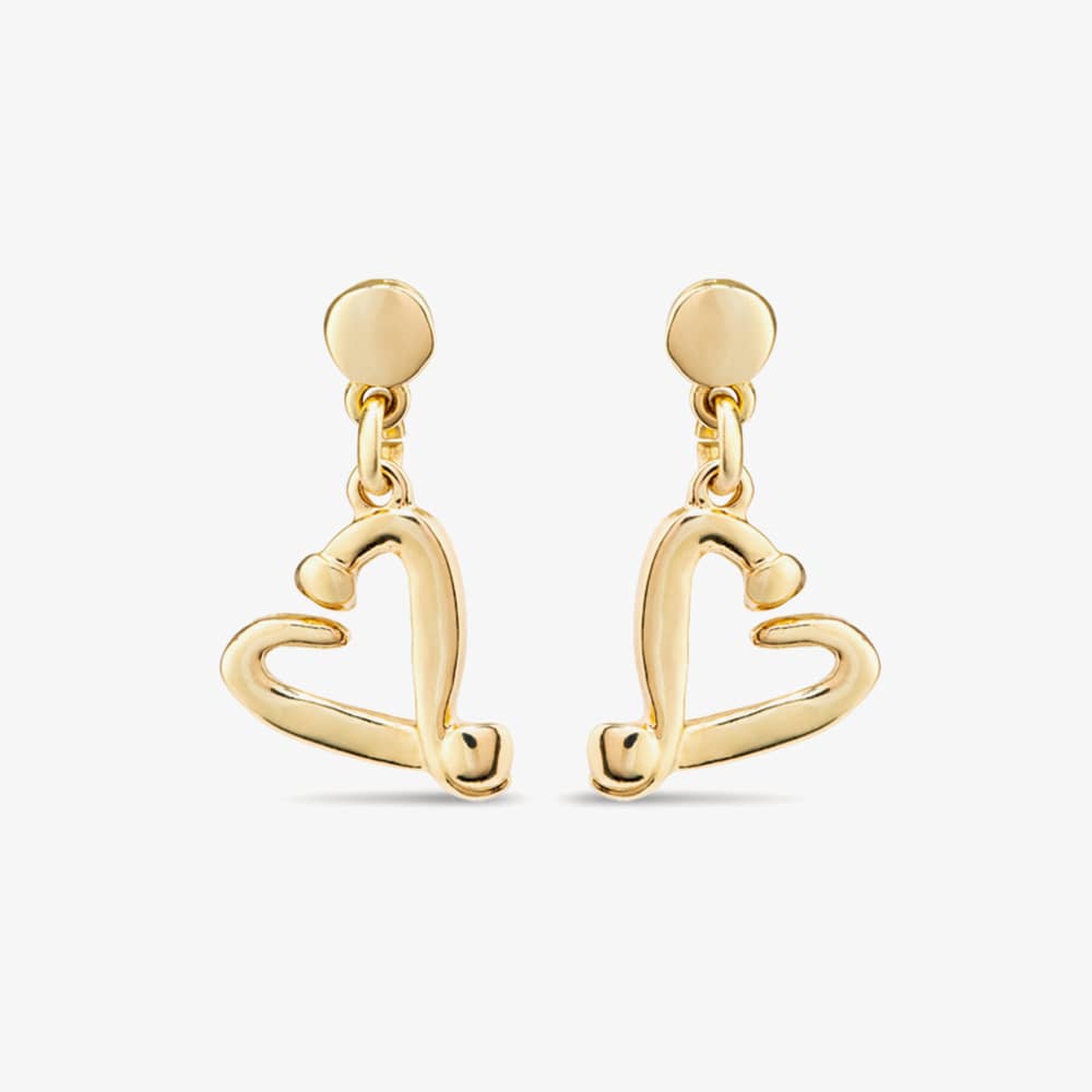 Product photograph of Unode50 One Love Gold Plated Open Heart Stud Earrings Pen0887oro0000u from The Jewel Hut