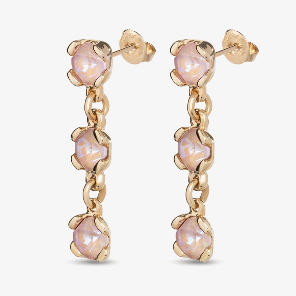 UNOde50 Sublime Gold Plated Pink Crystal Dropper Earrings PEN0912RSAORO0U
