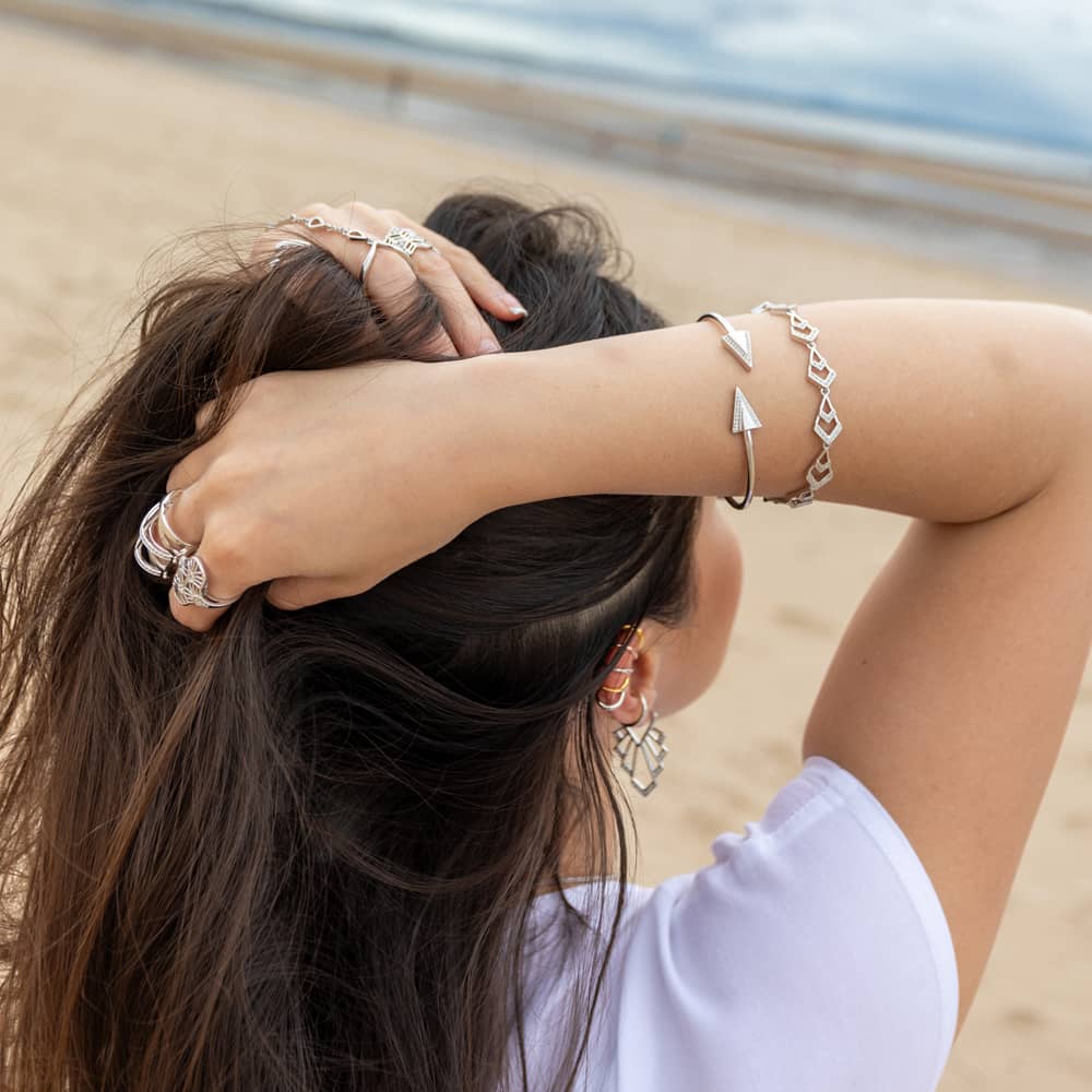 Lucy Quartermaine Silver Art Deco White Topaz Tie Bracelet ADB3