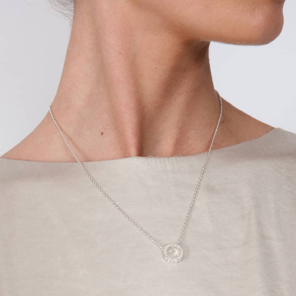 Lucy Quartermaine Silver White Topaz Halo Pendant Necklace ADP3