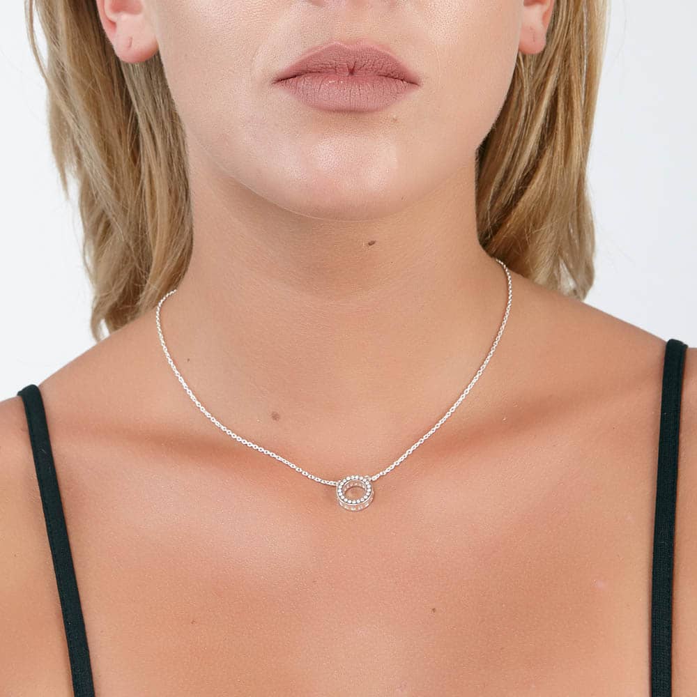Lucy Quartermaine Silver White Topaz Halo Pendant Necklace ADP3