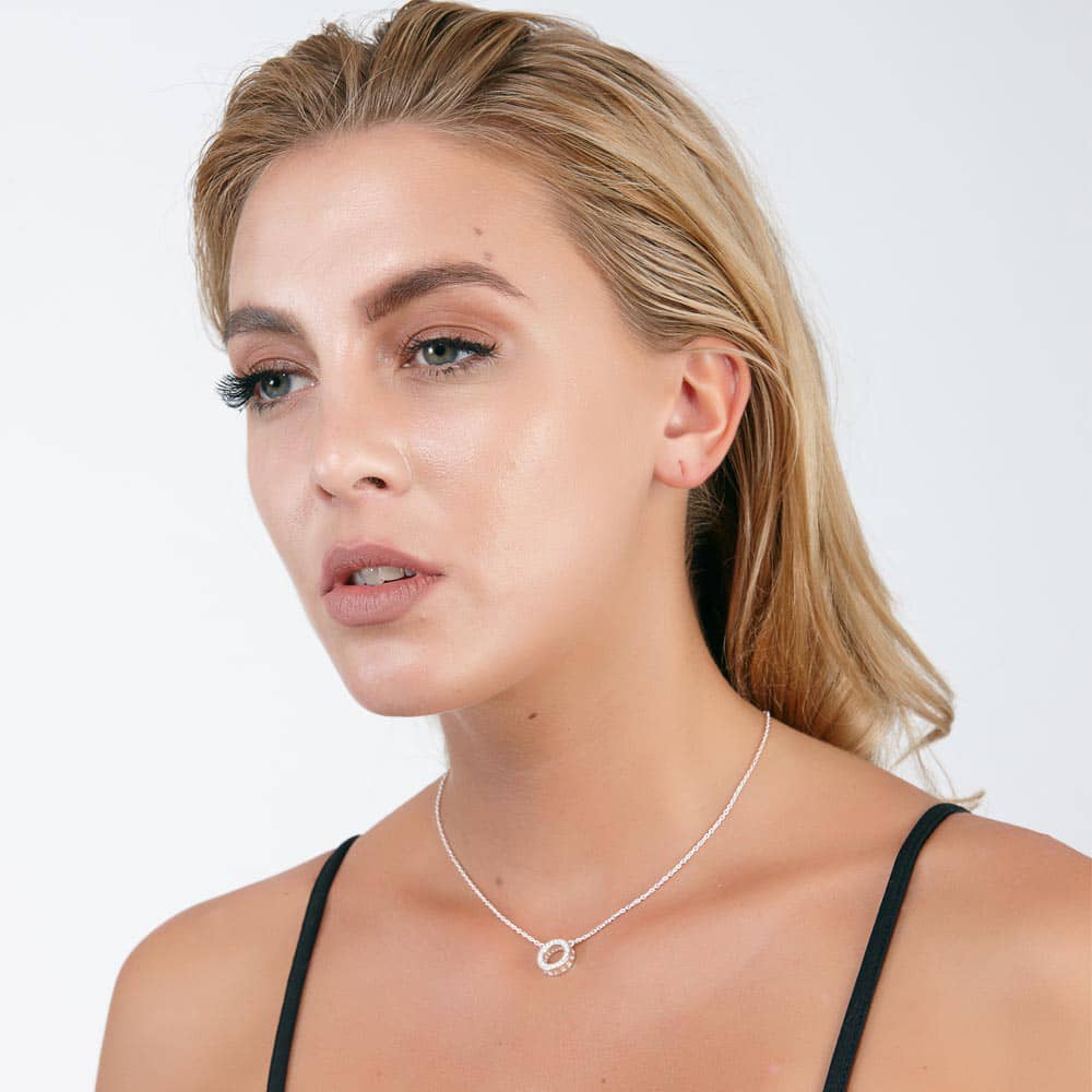 Lucy Quartermaine Silver White Topaz Halo Pendant Necklace ADP3