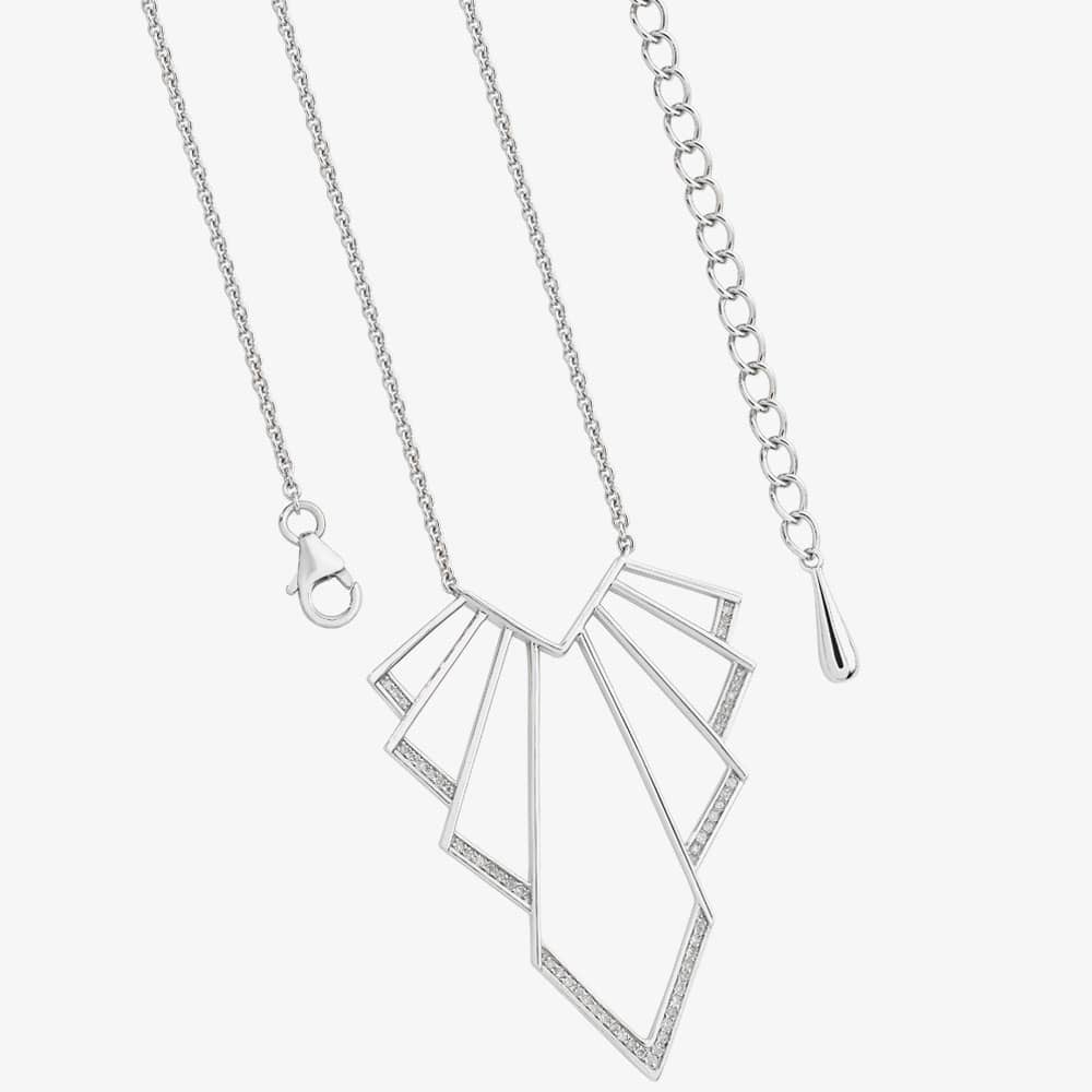Product photograph of Lucy Quartermaine Silver Art Deco White Topaz Chrysler Necklace Adp6 from The Jewel Hut
