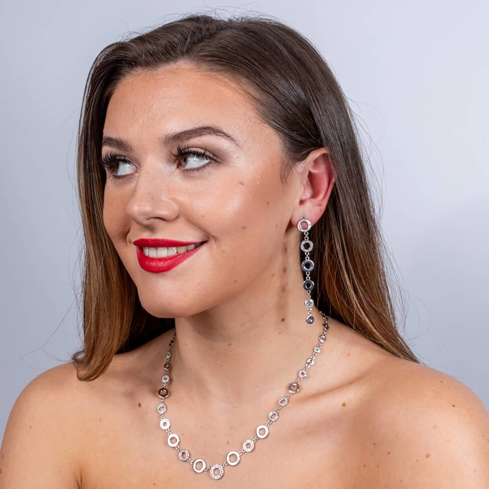 Lucy Quartermaine Silver Art Deco White Topaz Halo T Bar Necklace ADP8
