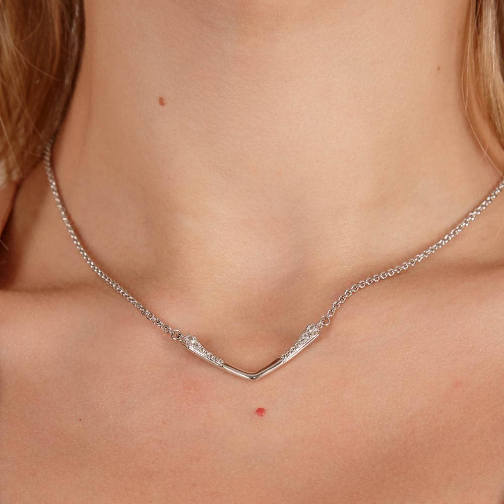 Lucy Quartermaine Silver Skinny Drip White Topaz V Necklace SDP1