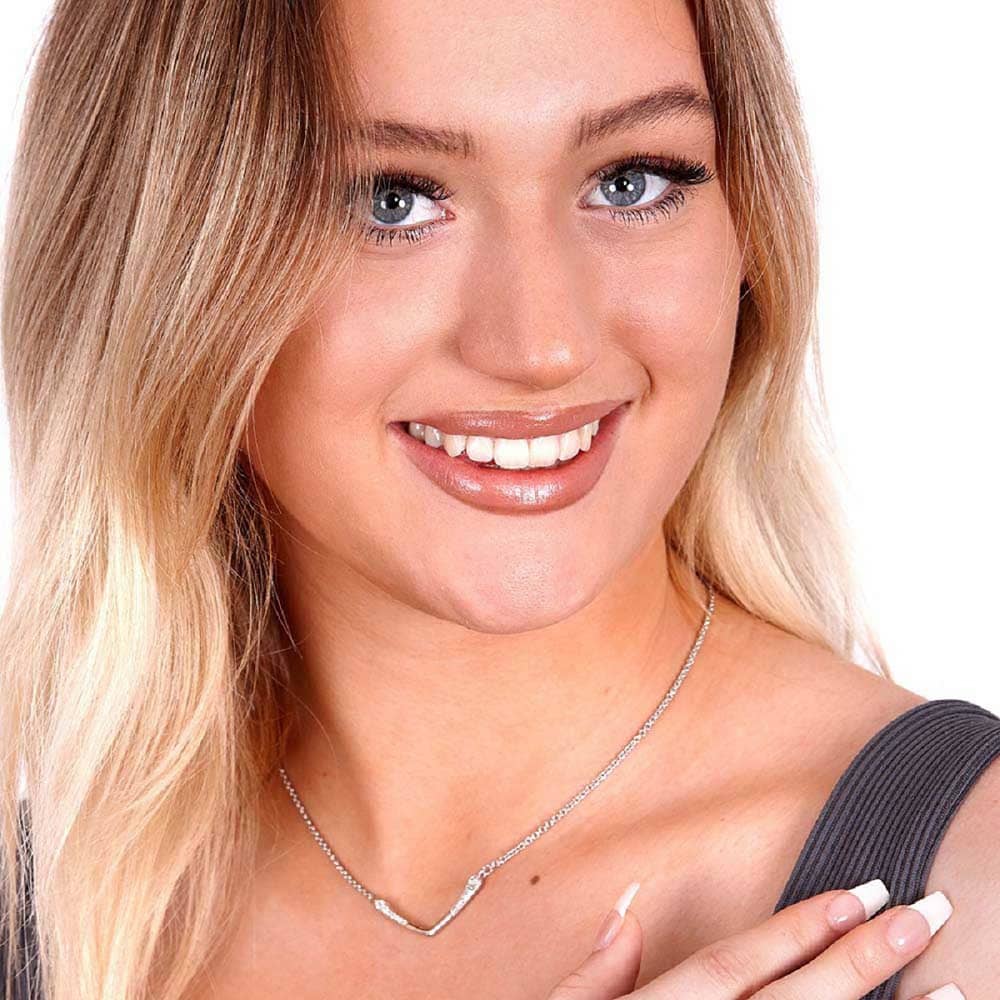 Lucy Quartermaine Silver Skinny Drip White Topaz V Necklace SDP1