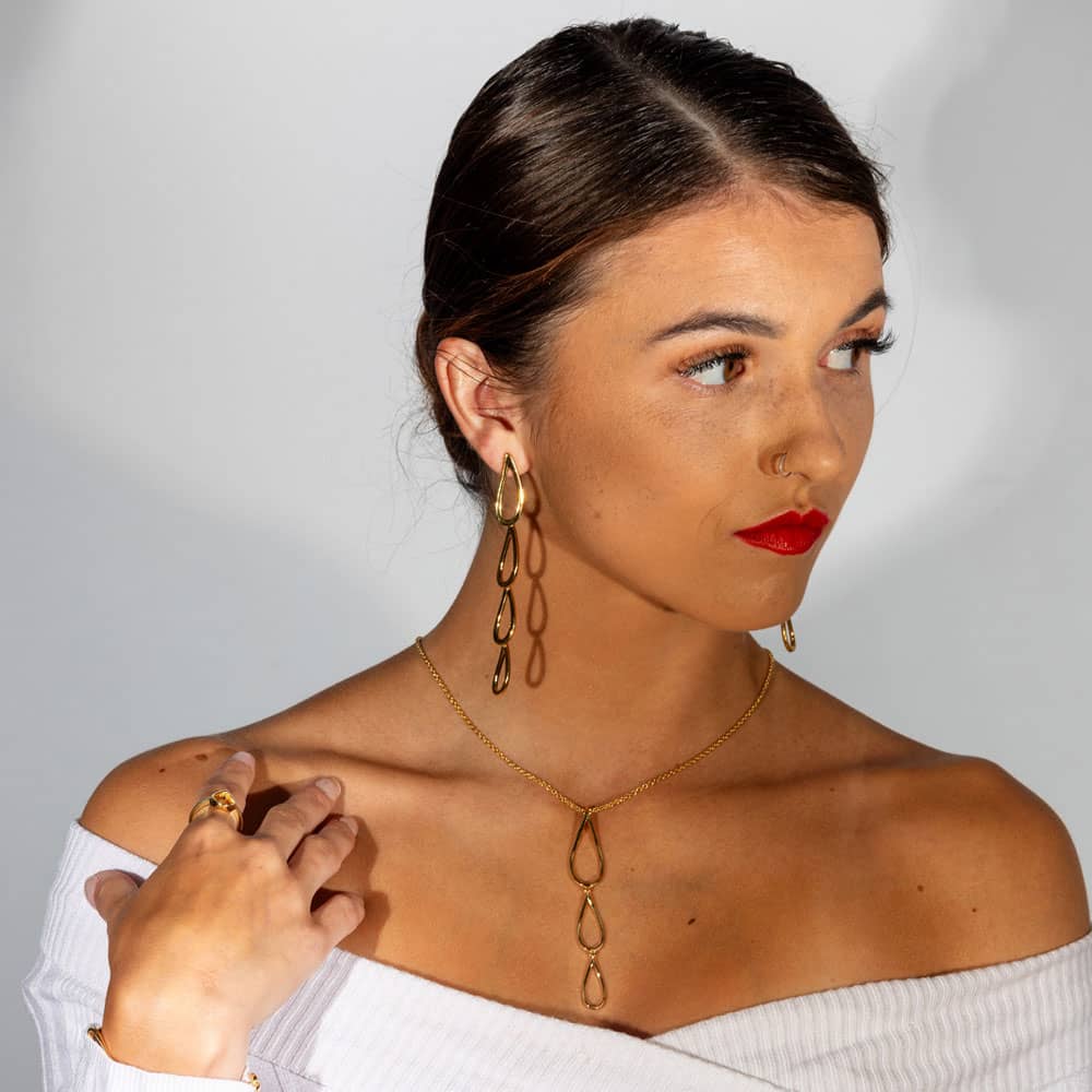 Lucy Quartermaine Gold Vermeil Tri Petal Long Necklace PNL1G