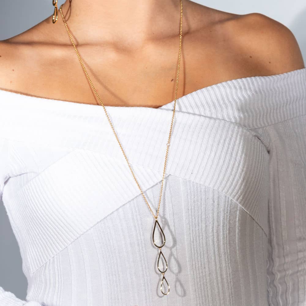 Lucy Quartermaine Gold Vermeil Tri Petal Long Necklace PNL1G