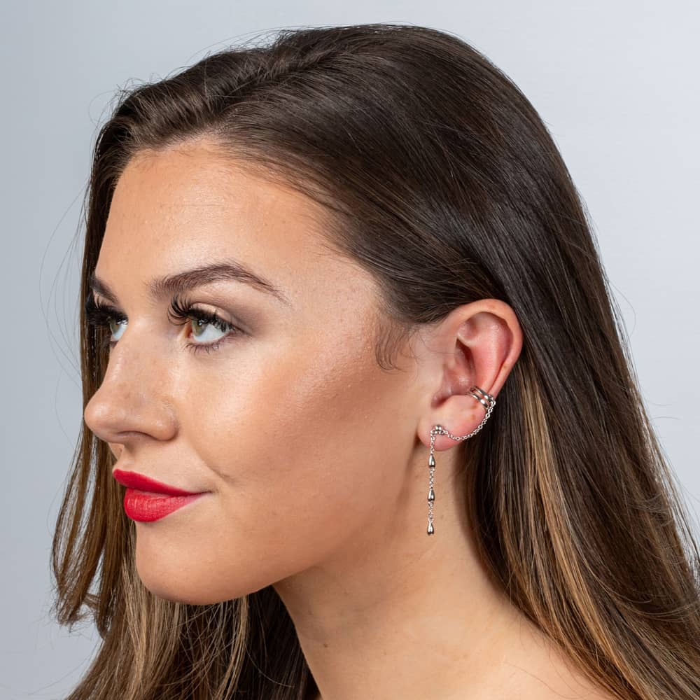 Lucy Quartermaine Silver Single Drop Earring With Cuff DCER1